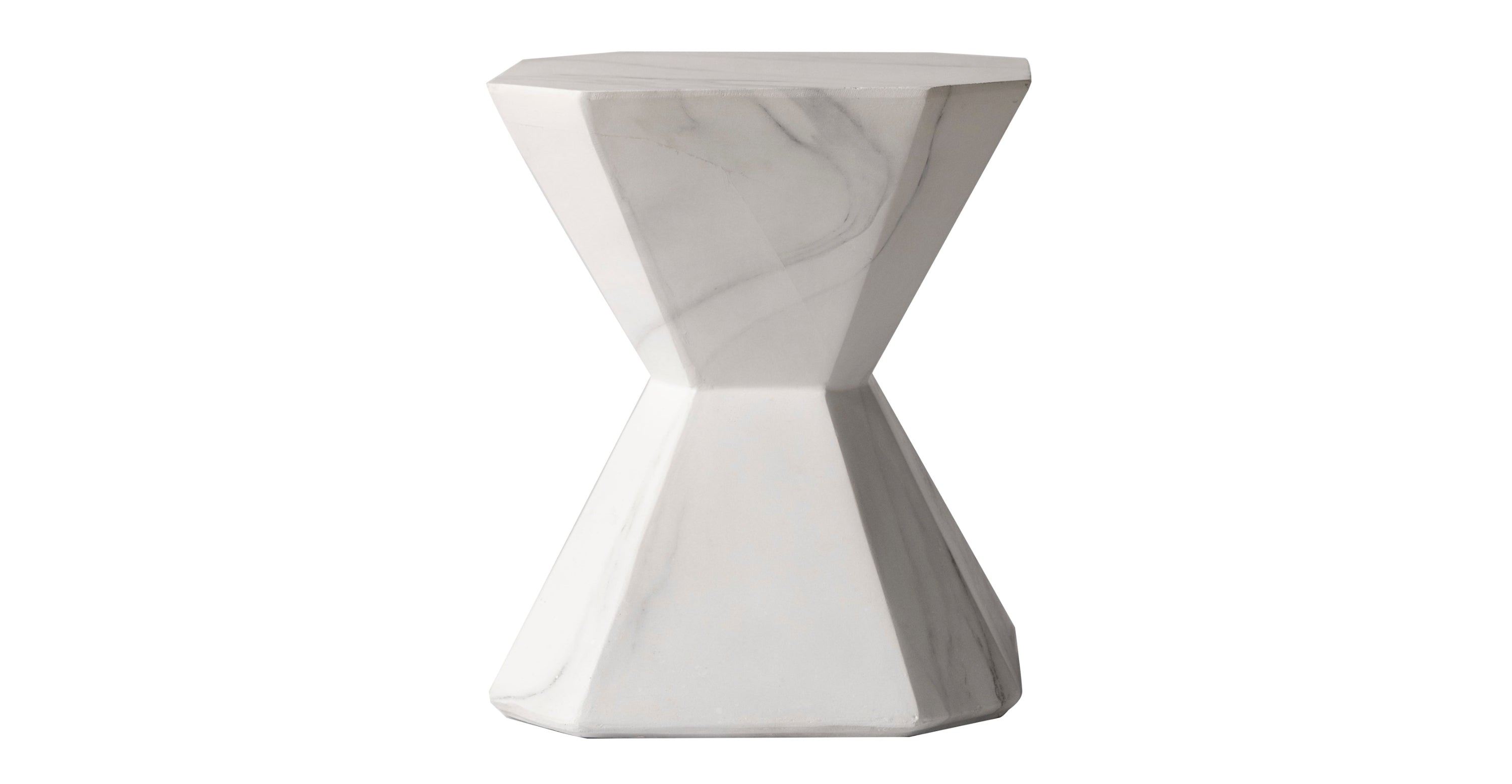 Azure Side Table Round Fiberstone Accent Table Marble White