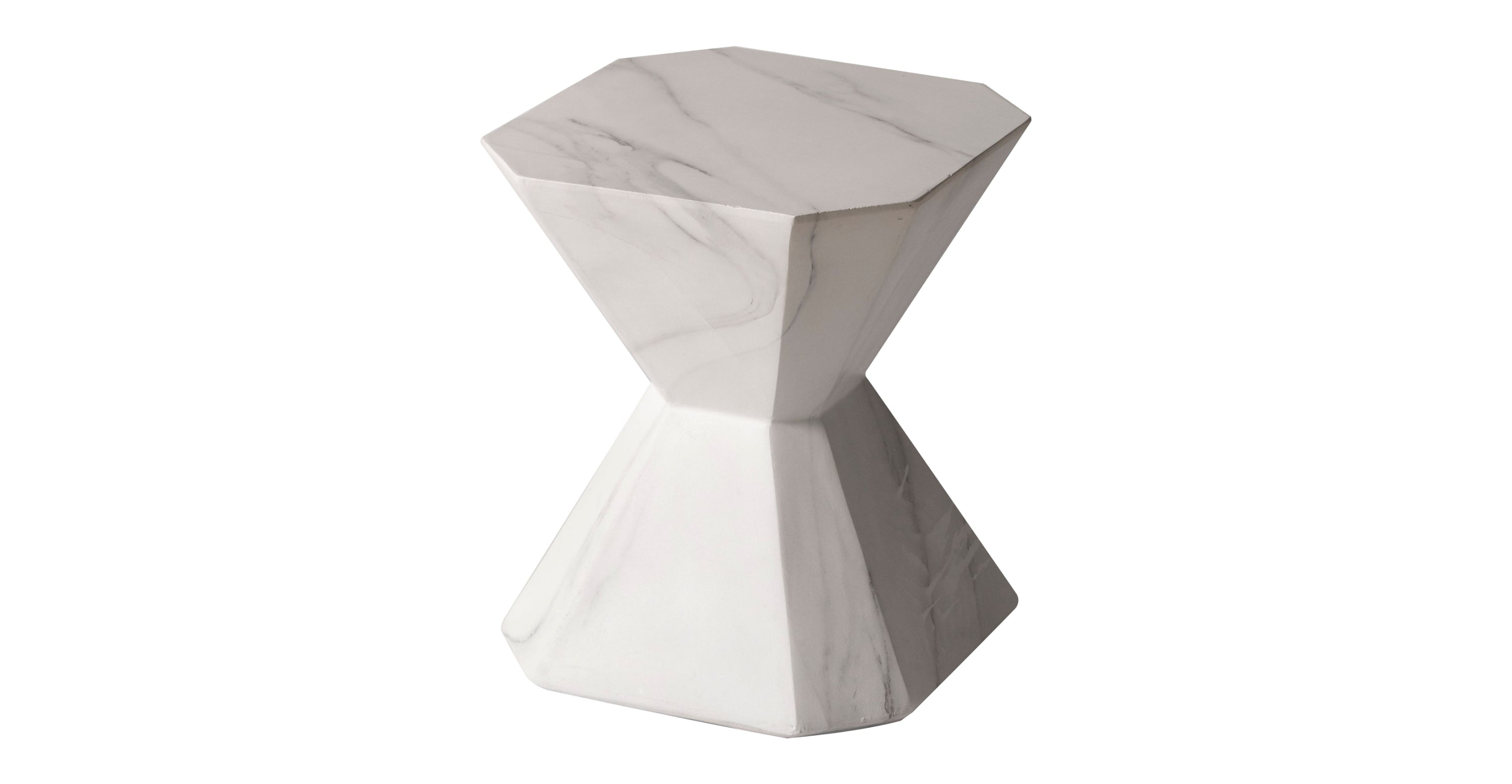 Azure Side Table Round Fiberstone Accent Table Marble White