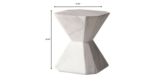 Azure Side Table Round Fiberstone Accent Table Marble White