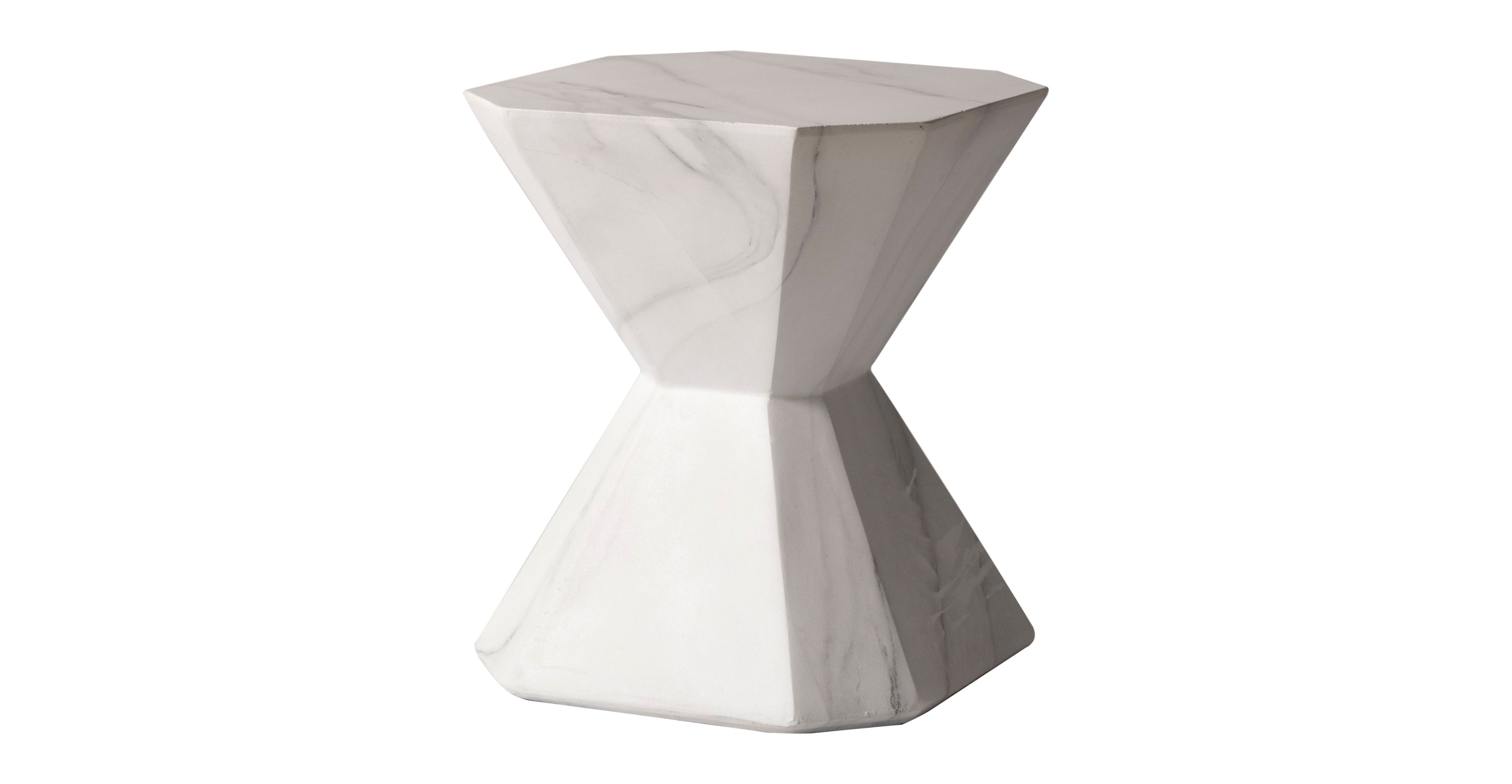 Azure Side Table Round Fiberstone Accent Table Marble White