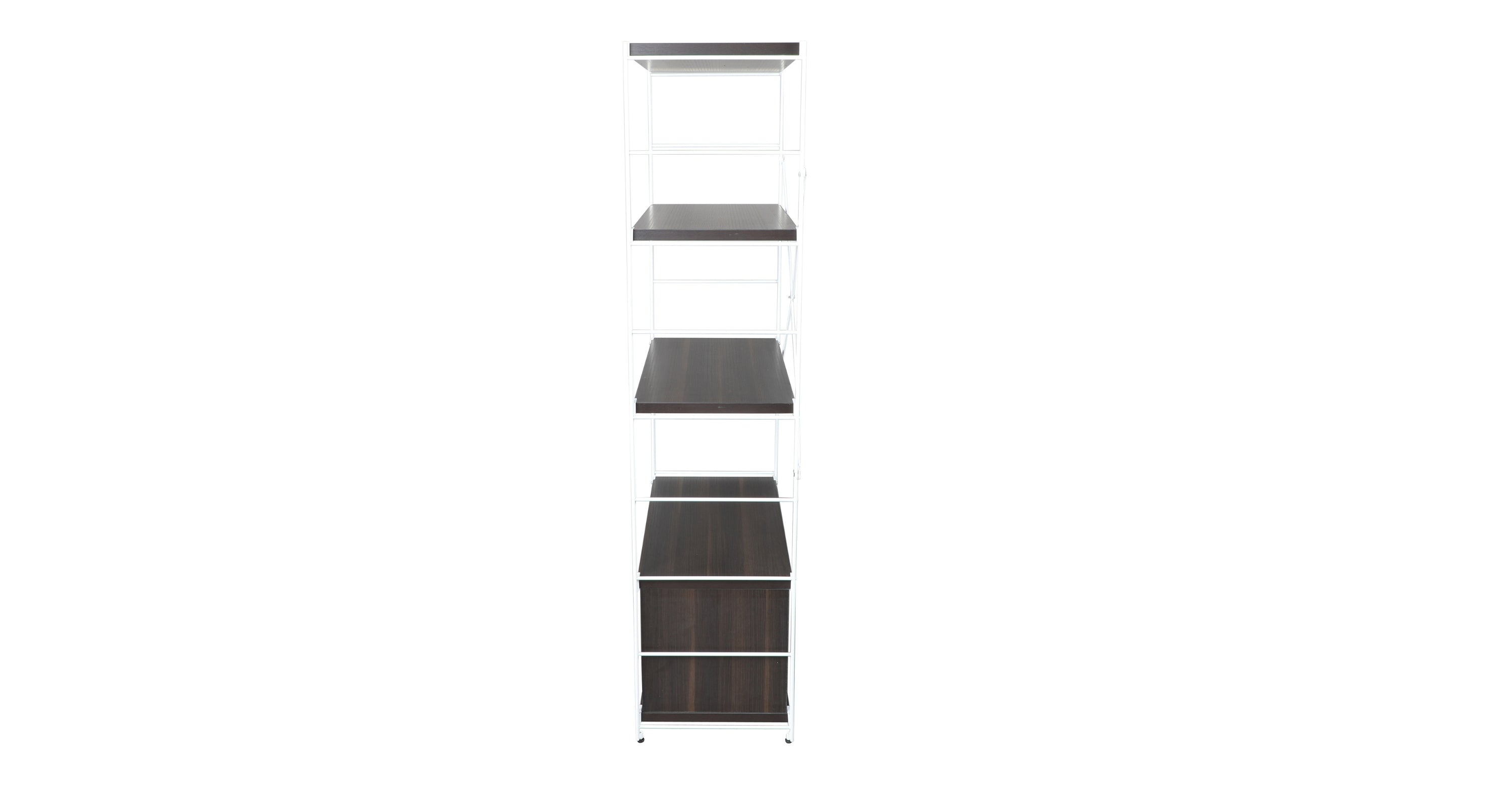 Brentwood Etagere Bookcase with White Powder Coated Steel Frame and Melamine Board Shelves Dark Walnut