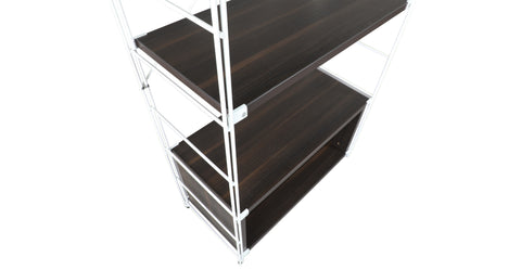 Brentwood Etagere Bookcase with White Powder Coated Steel Frame and Melamine Board Shelves Dark Walnut