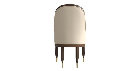 Belle Leather Dining Chair with Arms and Gold Metal Caps with Rubberwood Frame and Legs Cream