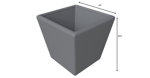 Blossom Fiberstone Tapered Square Planter Pot in Dark Grey 13 Inch