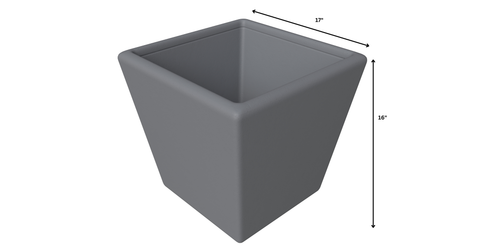 Blossom Fiberstone Tapered Square Planter Pot in Dark Grey 16 Inch