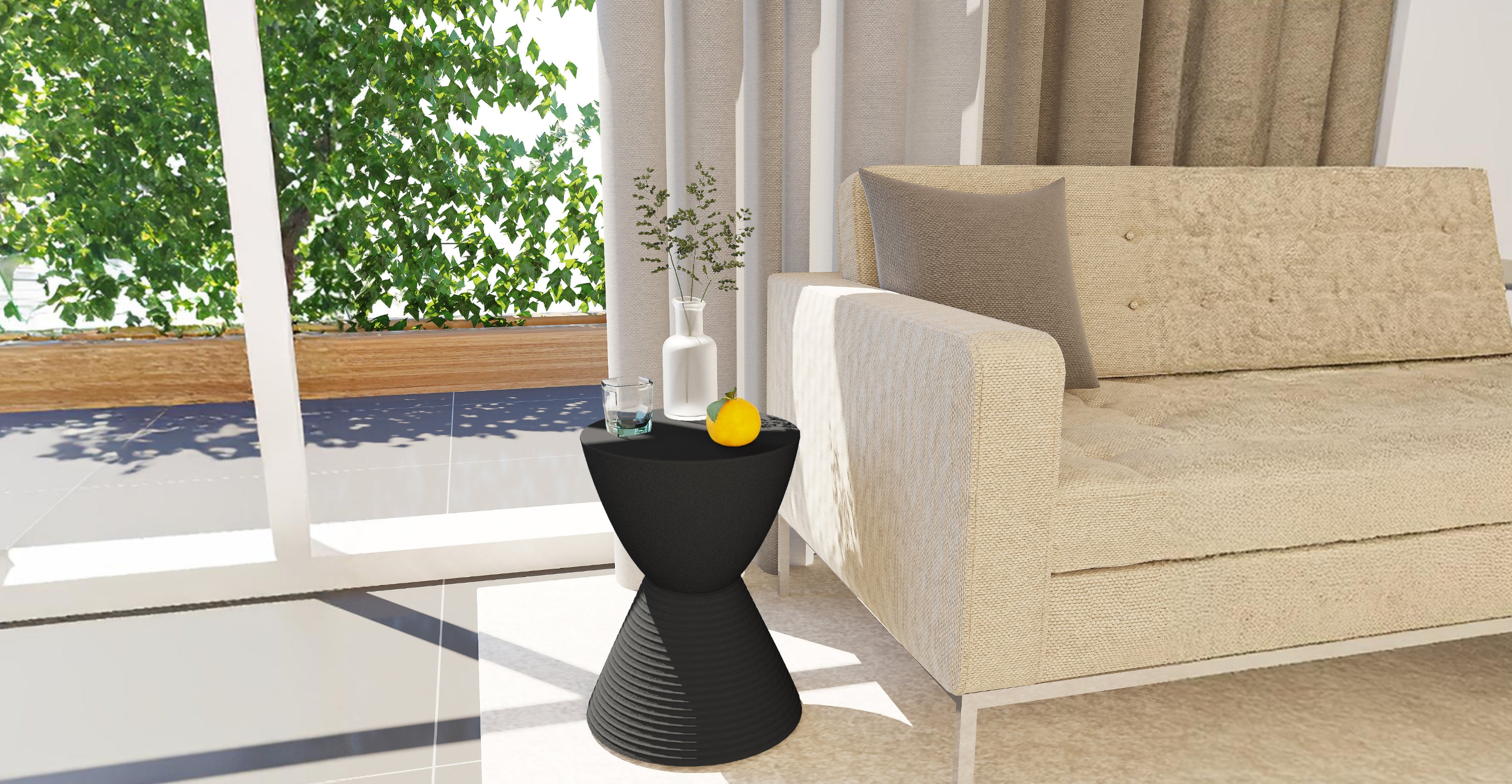 Boyd  Storage Round Side End Table in Polypropylene Plastic Black