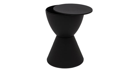 Boyd  Storage Round Side End Table in Polypropylene Plastic Black