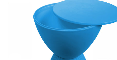 Boyd  Storage Round Side End Table in Polypropylene Plastic Blue