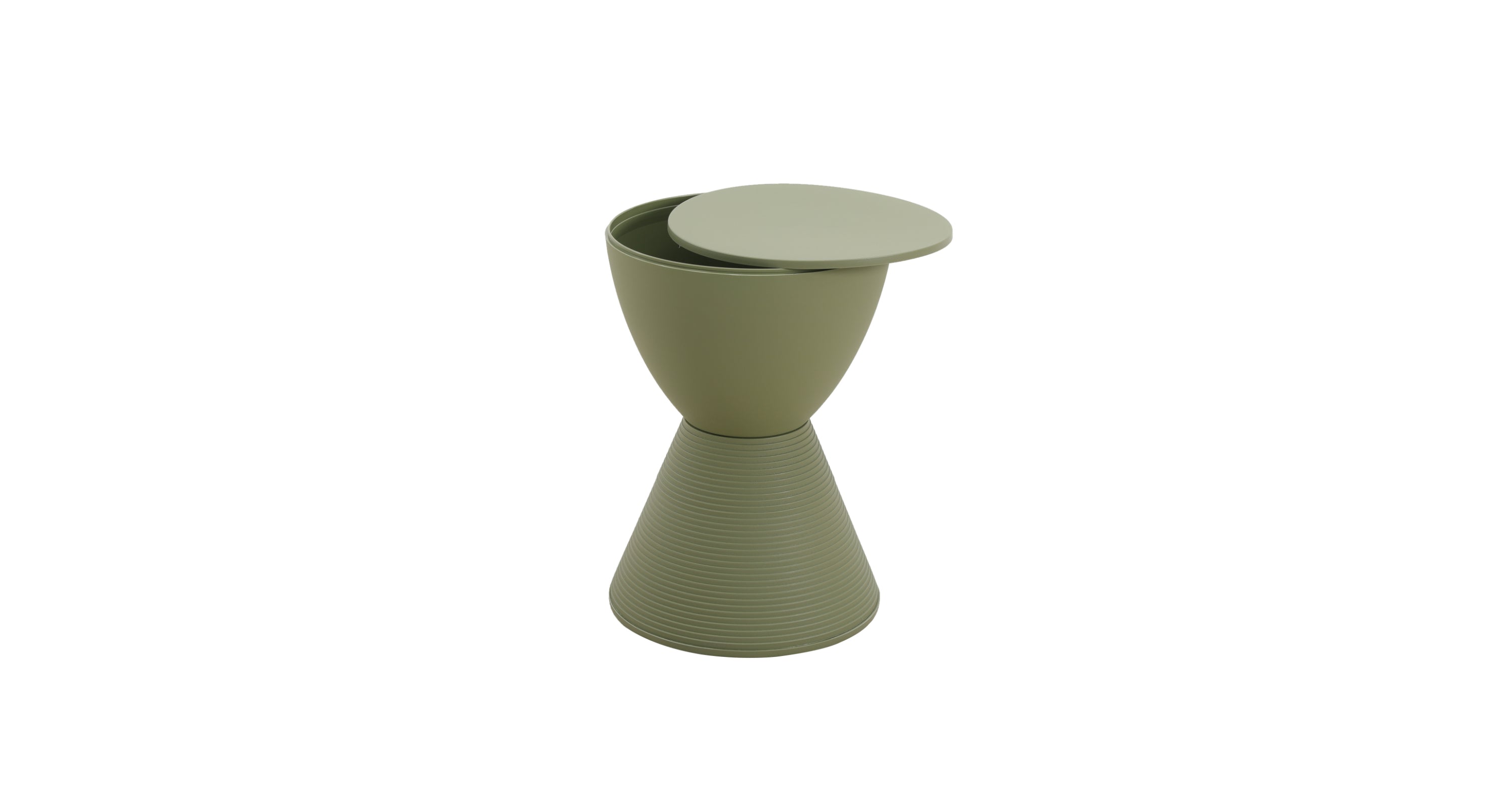 Boyd  Storage Round Side End Table in Polypropylene Plastic Olive Green