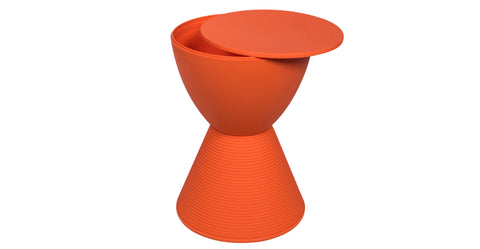 Boyd  Storage Round Side End Table in Polypropylene Plastic Orange