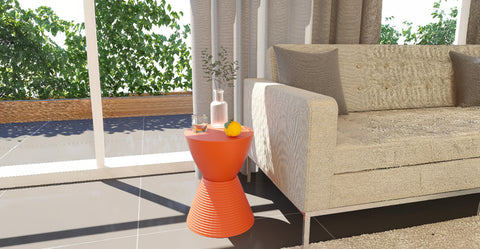 Boyd  Storage Round Side End Table in Polypropylene Plastic Orange