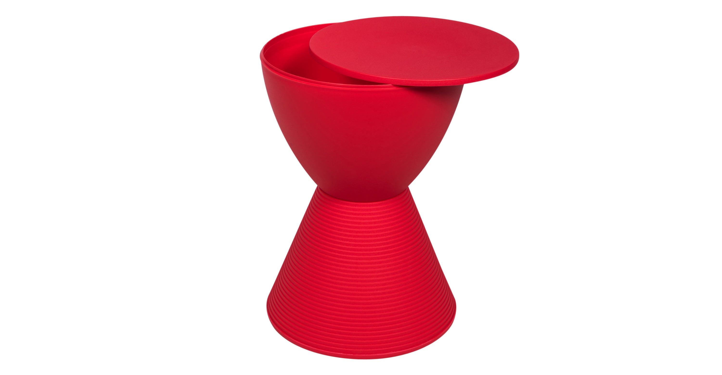 Boyd  Storage Round Side End Table in Polypropylene Plastic Red