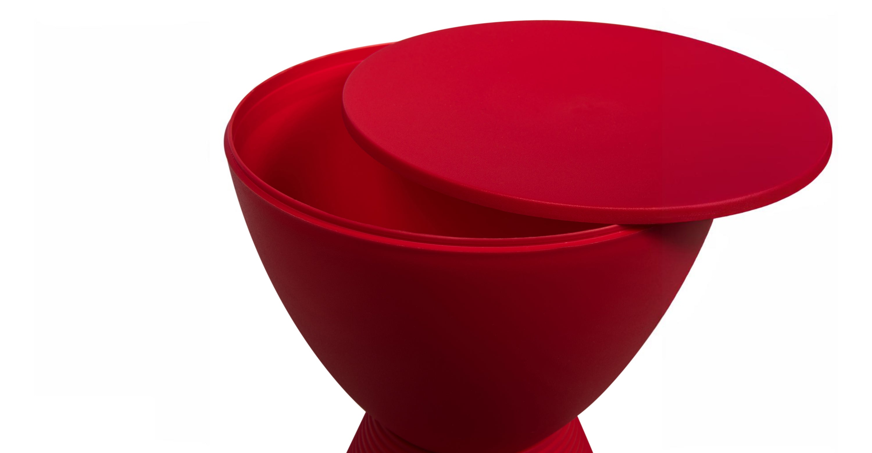 Boyd  Storage Round Side End Table in Polypropylene Plastic Red