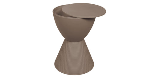 Boyd  Storage Round Side End Table in Polypropylene Plastic Taupe