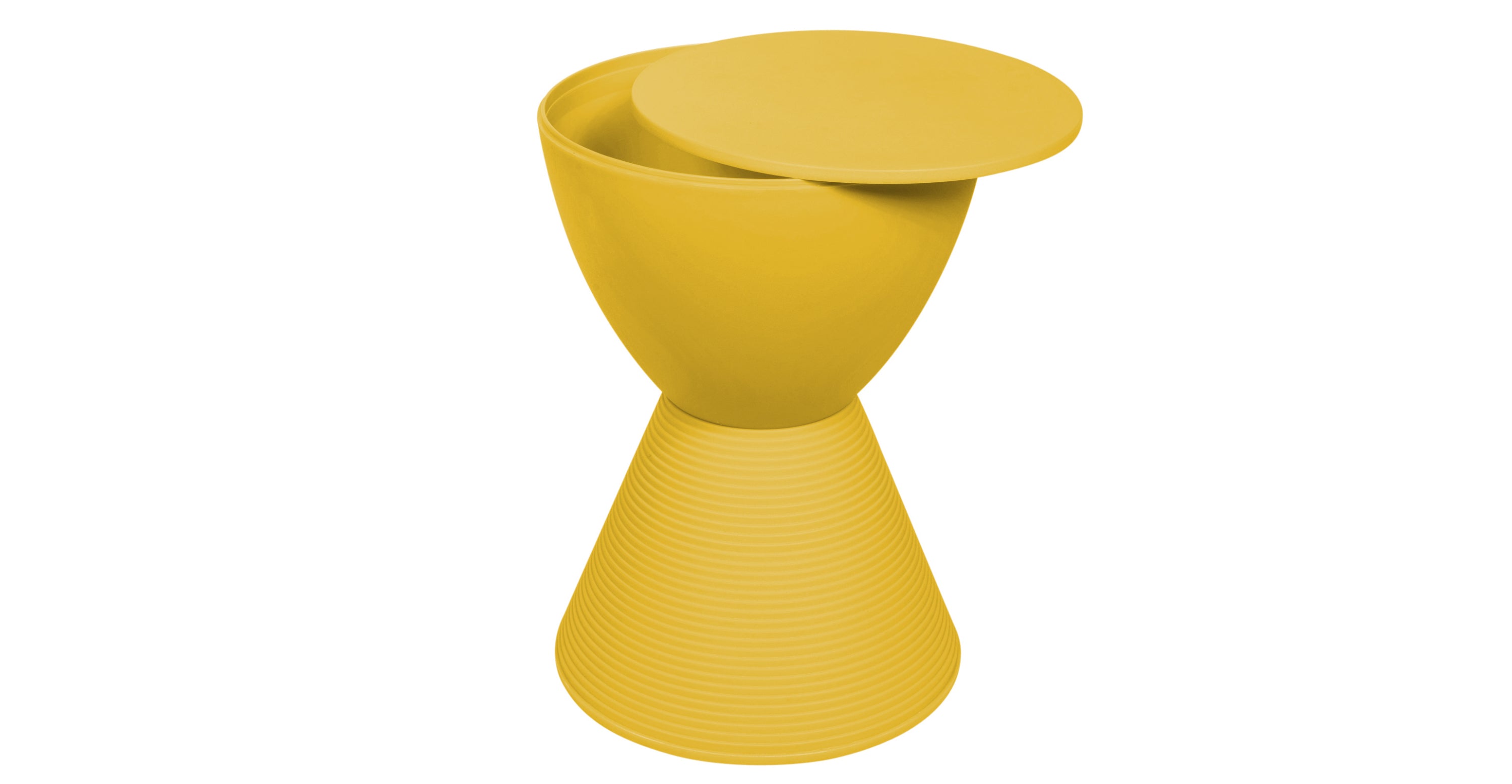 Boyd  Storage Round Side End Table in Polypropylene Plastic Yellow