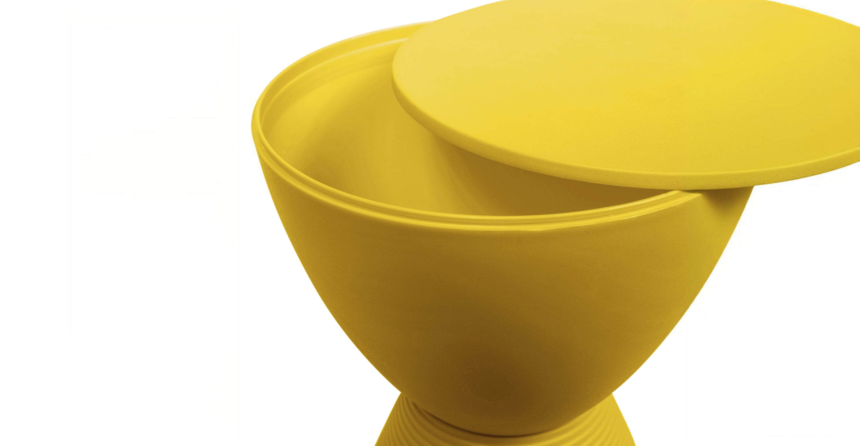 Boyd  Storage Round Side End Table in Polypropylene Plastic Yellow