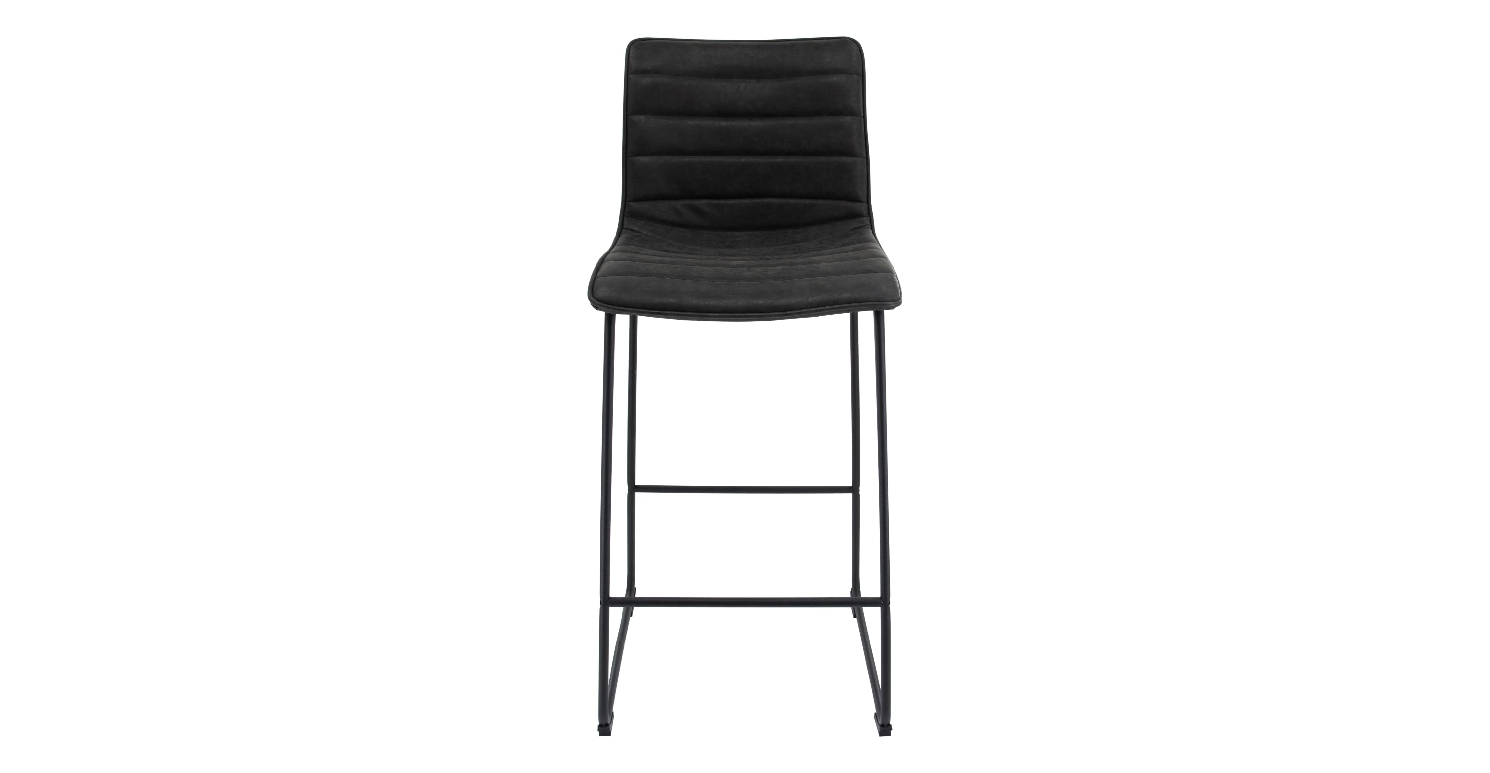 Brooklyn 29.9" Modern Leather Bar Stool With Black Iron Base & Footrest Charcoal Black