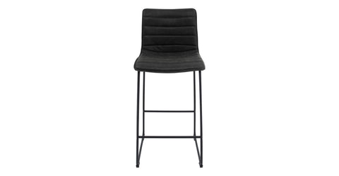 Brooklyn 29.9" Modern Leather Bar Stool With Black Iron Base & Footrest Charcoal Black