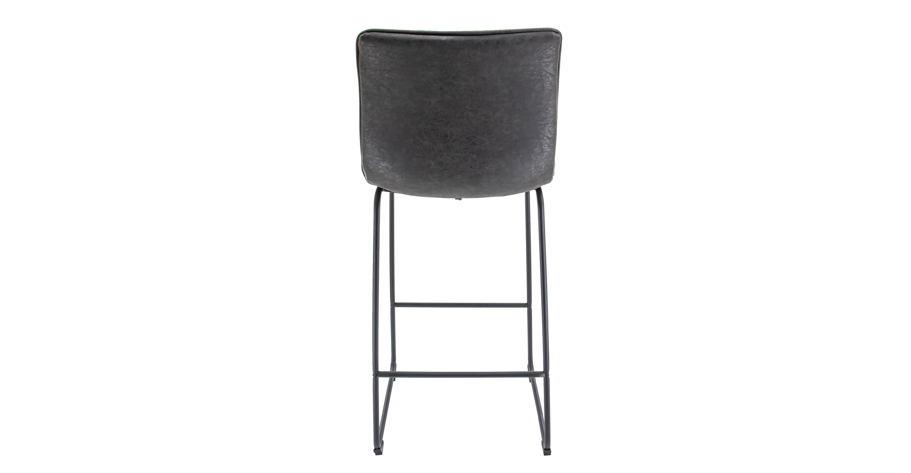 Brooklyn 29.9" Modern Leather Bar Stool With Black Iron Base & Footrest Charcoal Black