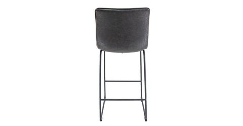 Brooklyn 29.9" Modern Leather Bar Stool With Black Iron Base & Footrest Charcoal Black