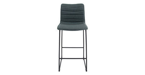 Brooklyn 29.9" Modern Leather Bar Stool With Black Iron Base & Footrest Peacock Blue