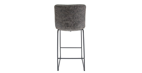 Brooklyn 29.9" Modern Leather Bar Stool With Black Iron Base & Footrest Grey