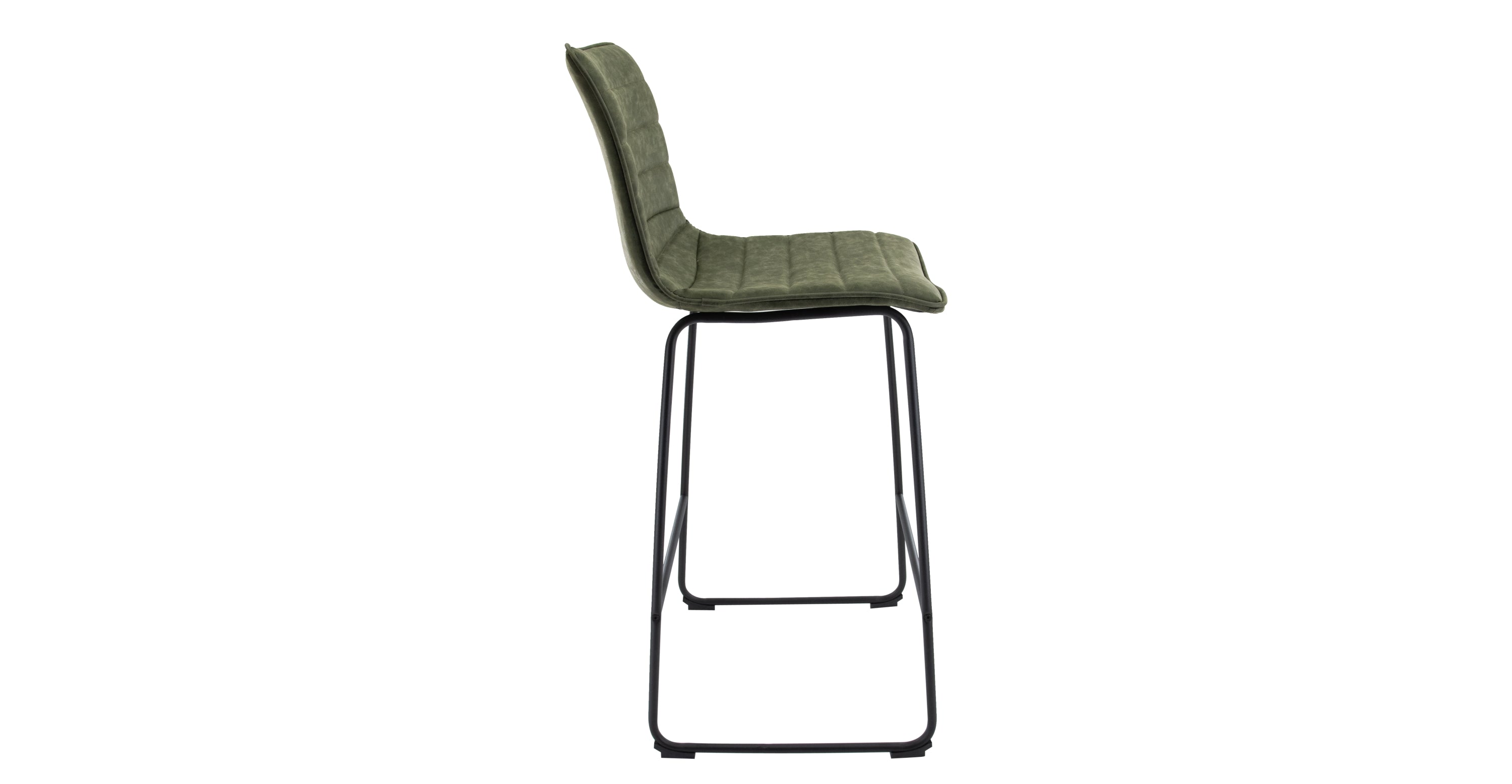 Brooklyn 29.9" Modern Leather Bar Stool With Black Iron Base & Footrest Olive Green