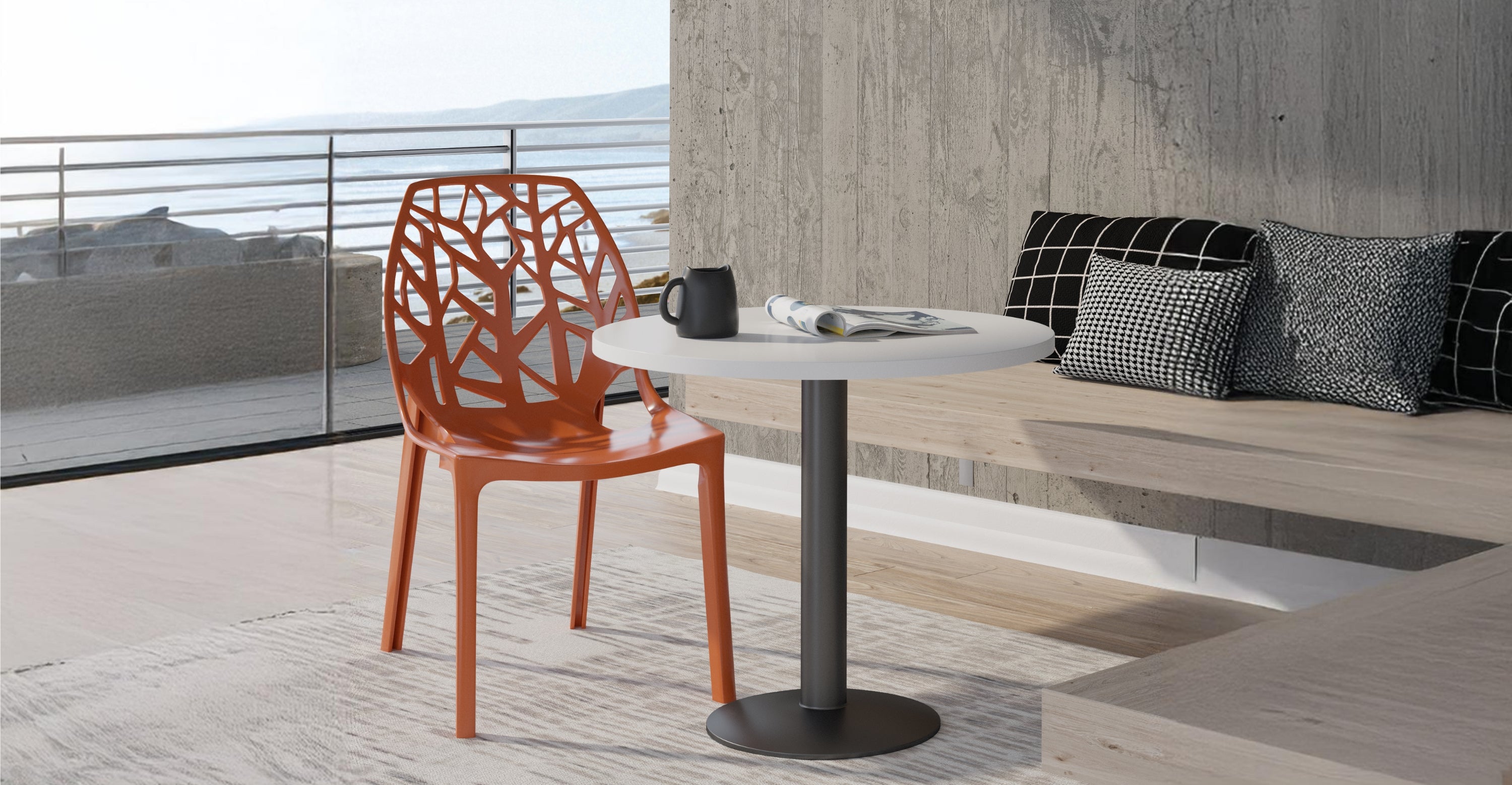 Cornelia Modern ABS Plastic Dining Side Chair Solid Orange