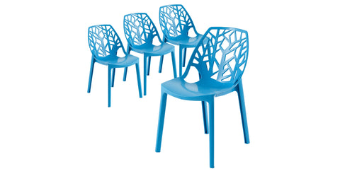 Cornelia Modern Dining Chair ABS Plastic Side Chair, Set of 4 Blue