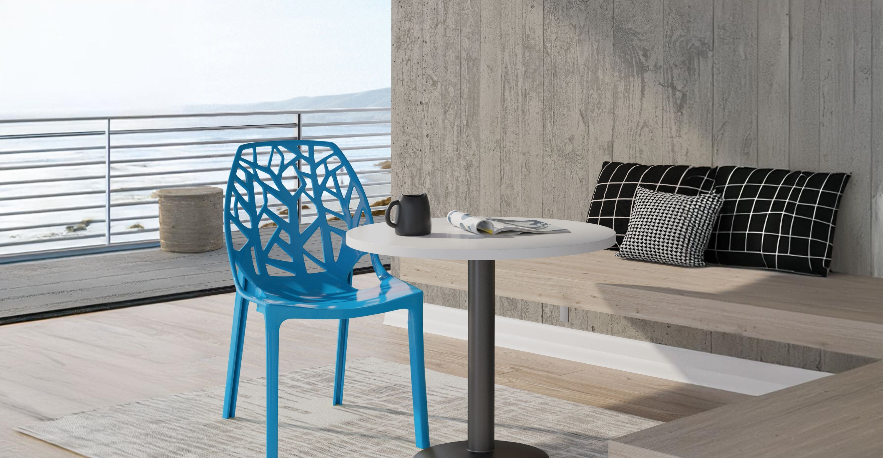 Cornelia Modern ABS Plastic Dining Side Chair Blue