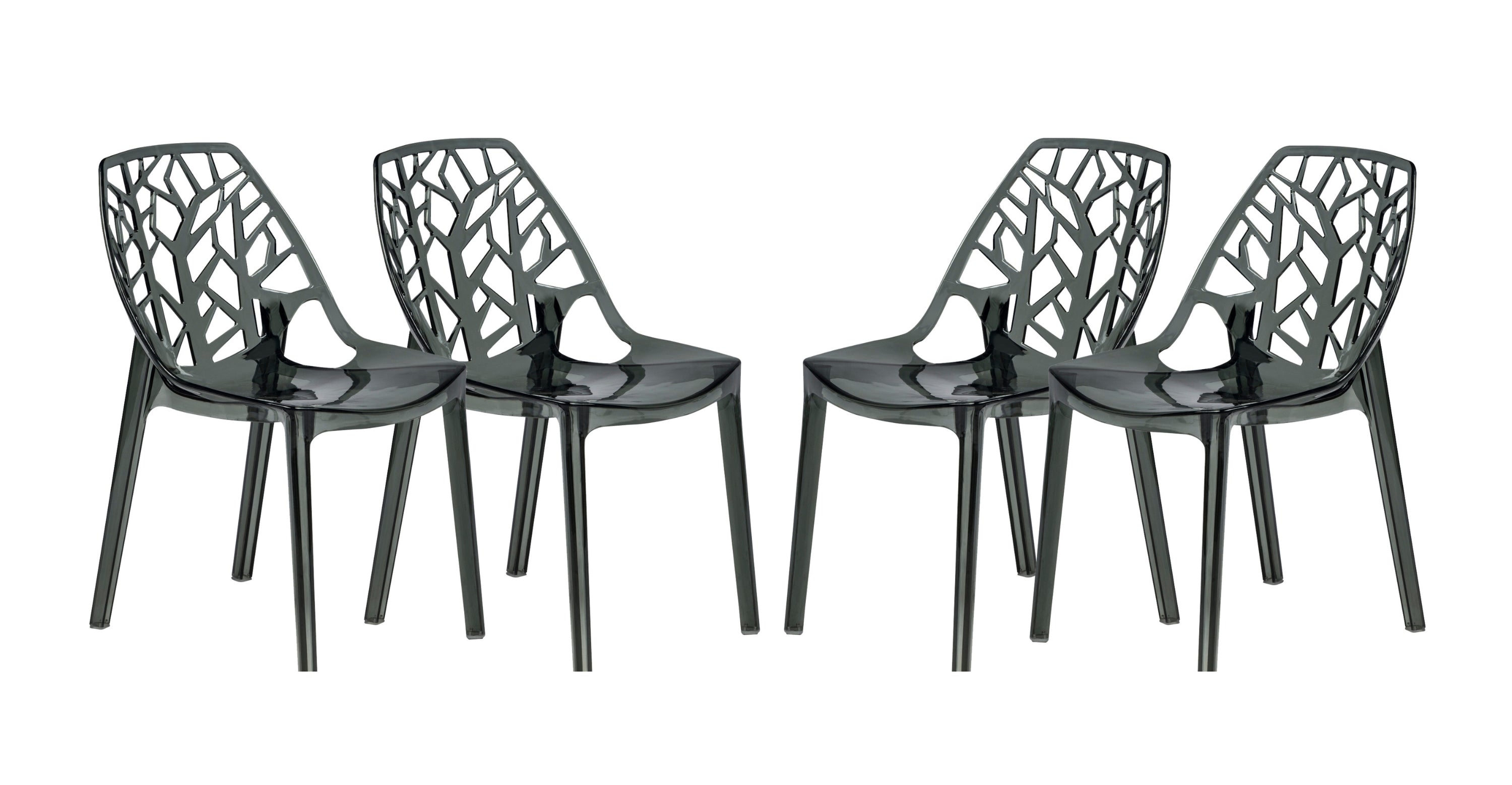 Cornelia Modern Dining Chair ABS Plastic Side Chair, Set of 4 Transparent Black