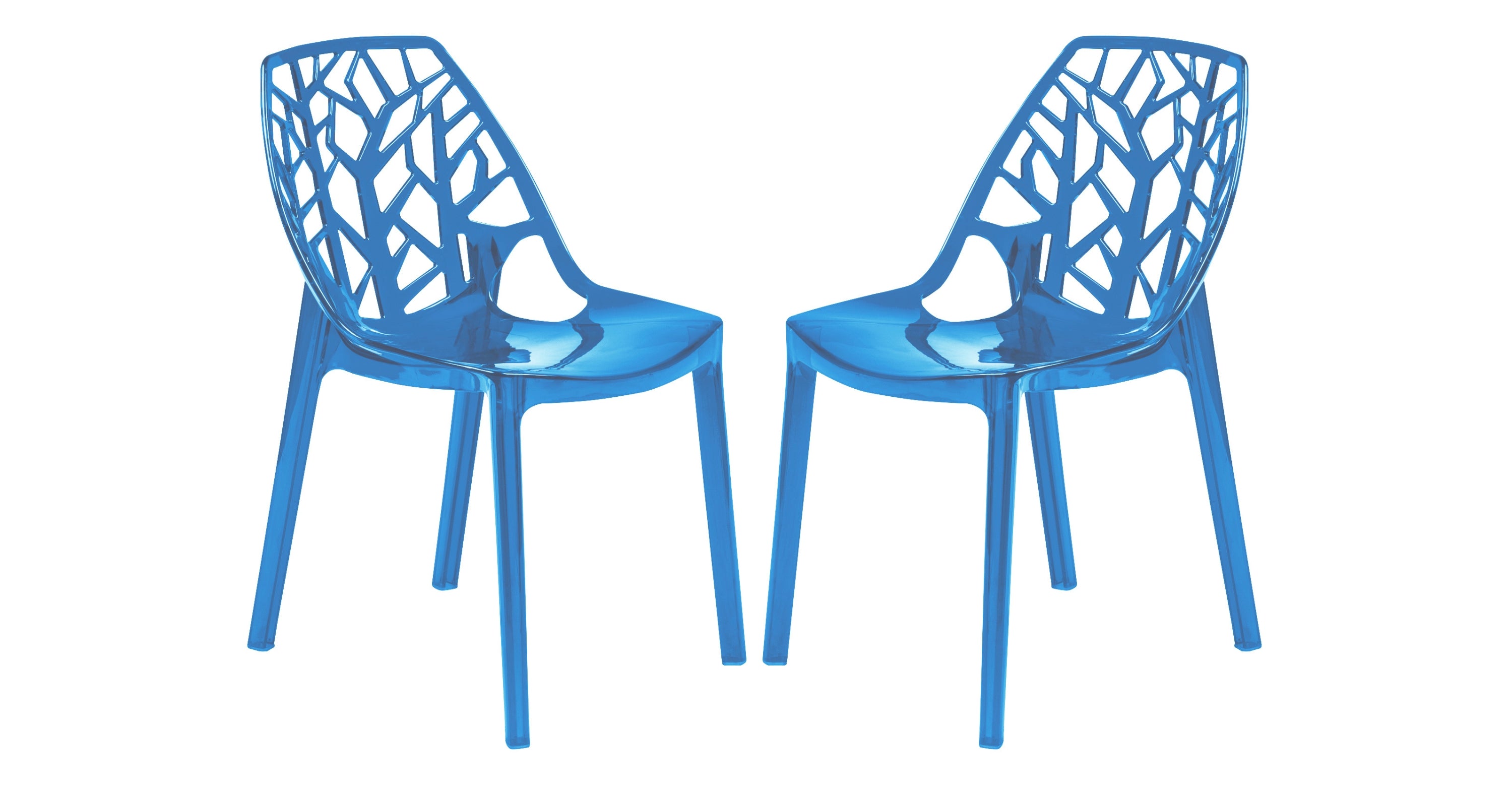 Cornelia Modern Dining Chair ABS Plastic Side Chair, Set of 2 Transparent Blue