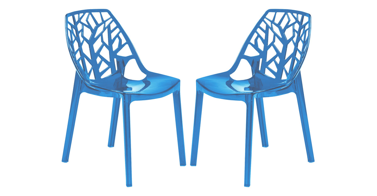 Cornelia Modern Dining Chair ABS Plastic Side Chair, Set of 2 Transparent Blue