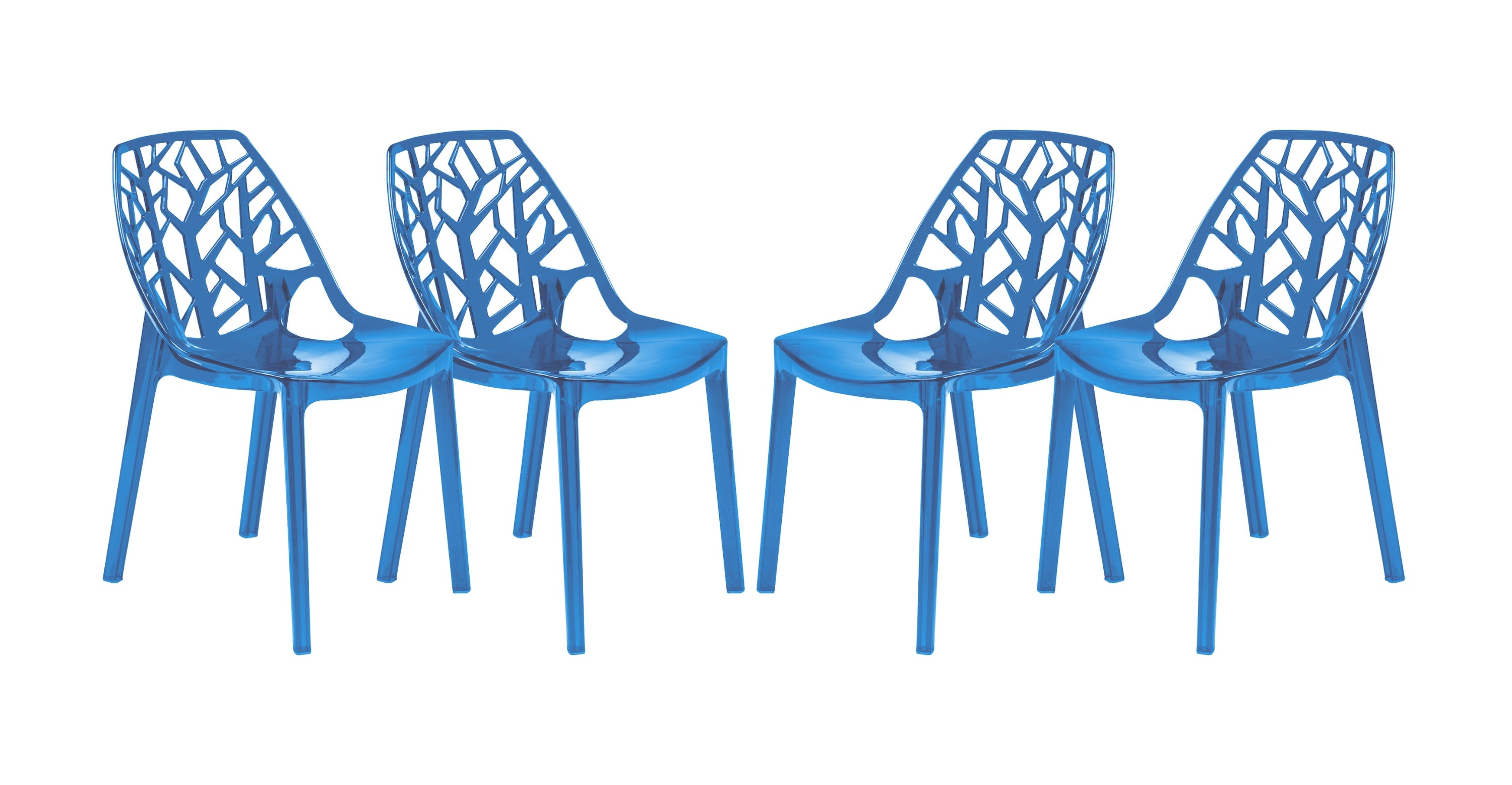 Cornelia Modern Dining Chair ABS Plastic Side Chair, Set of 4 Transparent Blue