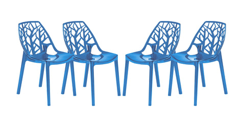 Cornelia Modern Dining Chair ABS Plastic Side Chair, Set of 4 Transparent Blue