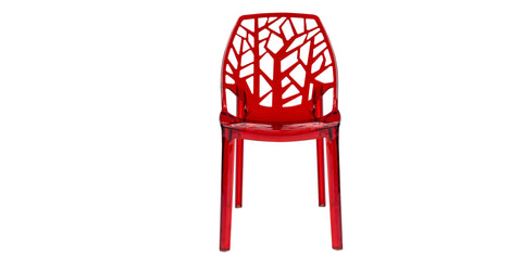 Cornelia Modern Dining Chair ABS Plastic Side Chair, Set of 2 Transparent Red