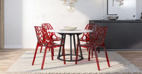 Cornelia Modern Dining Chair ABS Plastic Side Chair, Set of 4 Transparent Red