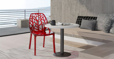 Cornelia Modern ABS Plastic Dining Side Chair Transparent Red