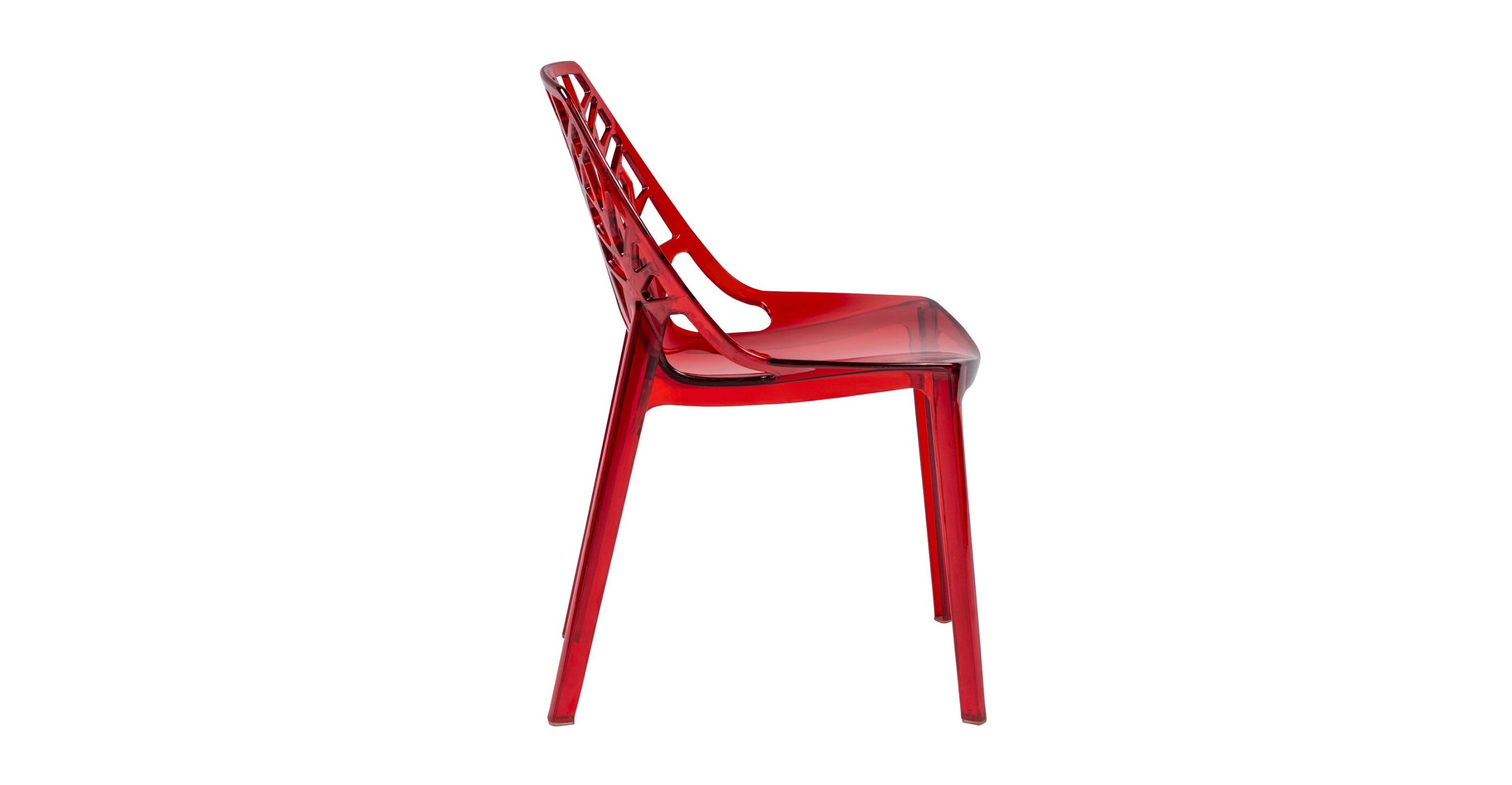 Cornelia Modern ABS Plastic Dining Side Chair Transparent Red