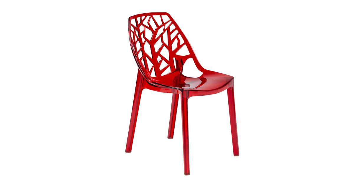 Cornelia Modern ABS Plastic Dining Side Chair Transparent Red