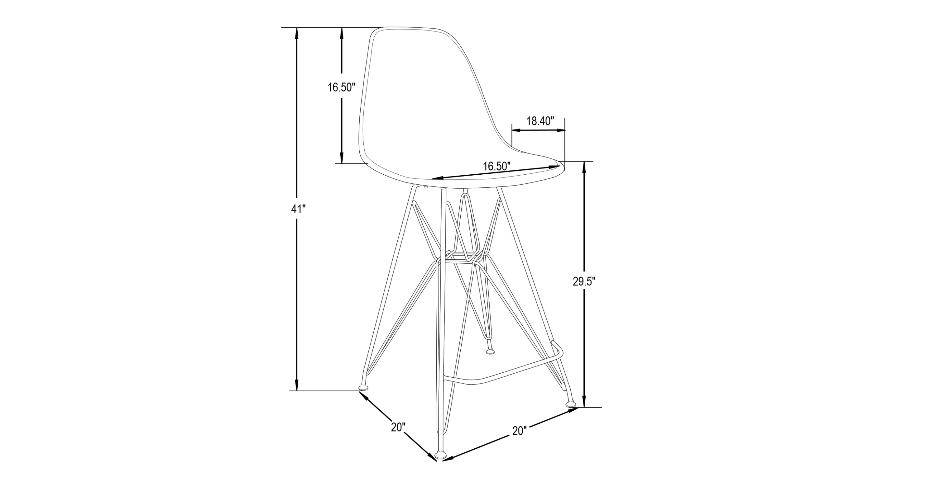 Cresco Modern Acrylic Barstool in Chrome Base for Kitchen and Dining Room Clear / Chrome