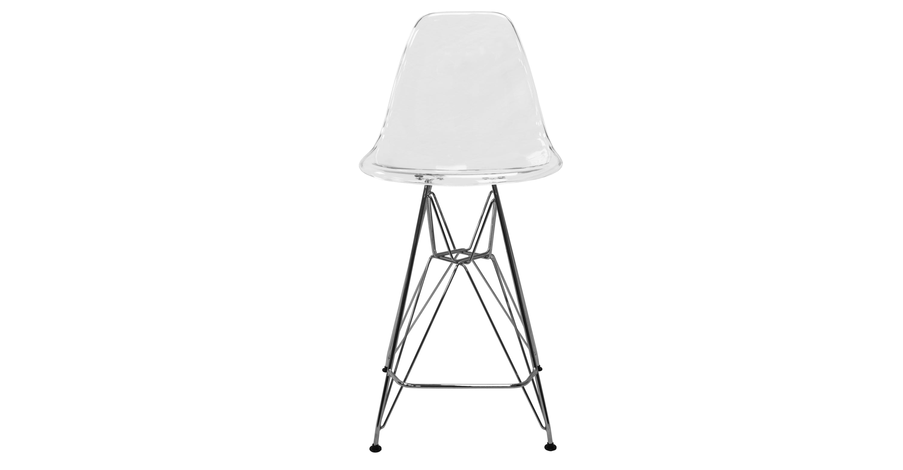 Cresco Modern Acrylic Barstool in Chrome Base for Kitchen and Dining Room Clear / Chrome