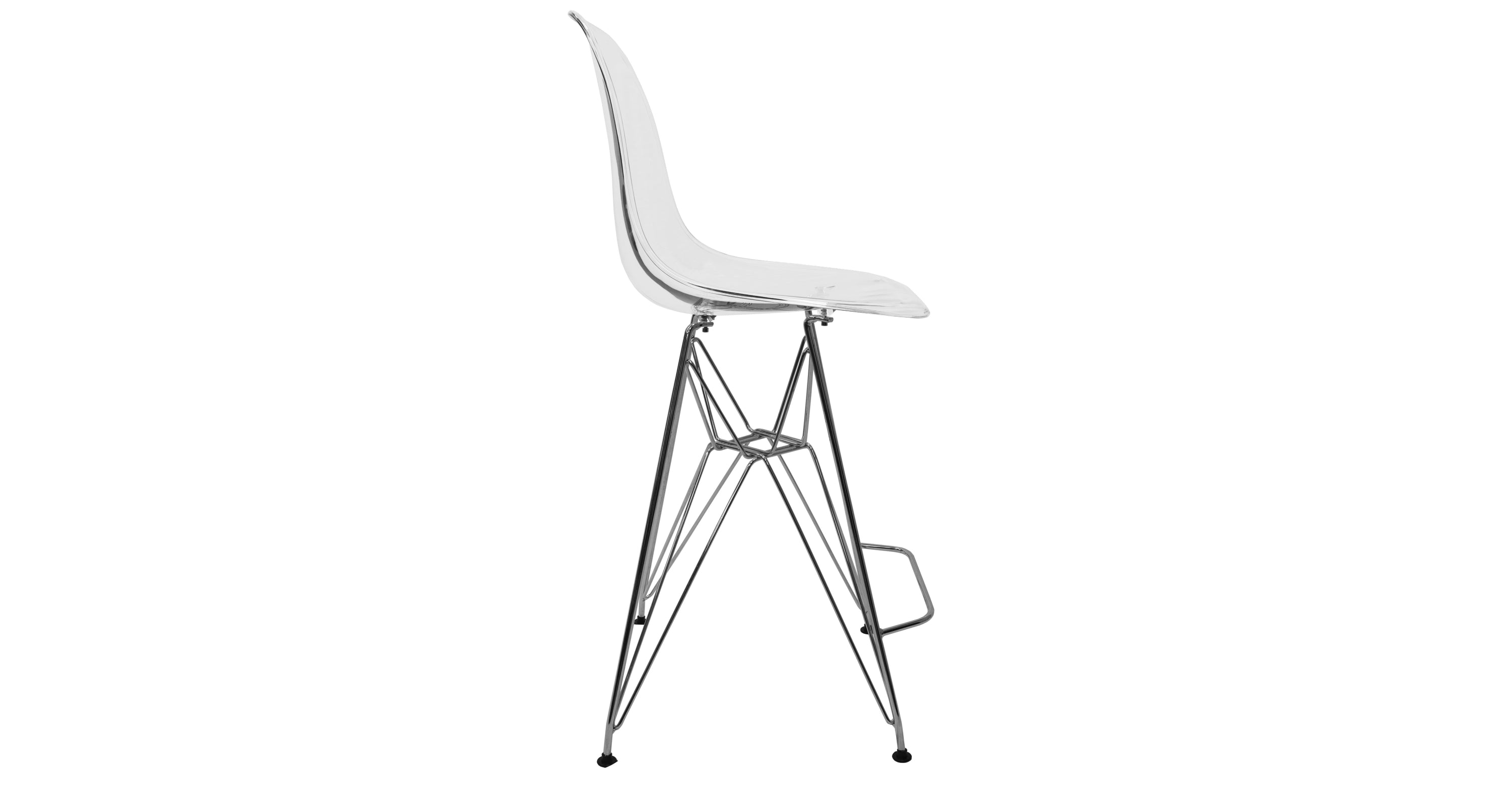 Cresco Modern Acrylic Barstool in Chrome Base for Kitchen and Dining Room Clear / Chrome