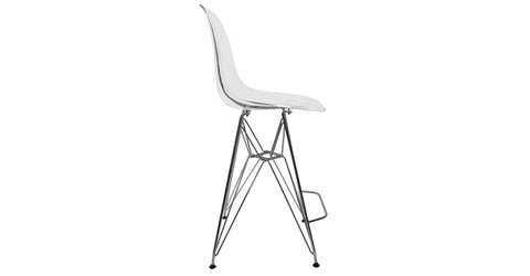 Cresco Modern Acrylic Barstool in Chrome Base for Kitchen and Dining Room Clear / Chrome