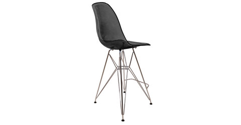 Cresco Modern Acrylic Barstool in Chrome Base for Kitchen and Dining Room Transparent Black / Chrome