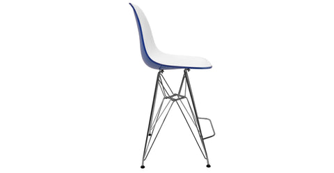 Cresco Modern Acrylic Barstool in Chrome Base for Kitchen and Dining Room White Blue / Chrome