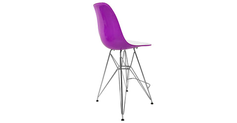 Cresco Modern Acrylic Barstool in Chrome Base for Kitchen and Dining Room White Purple / Chrome