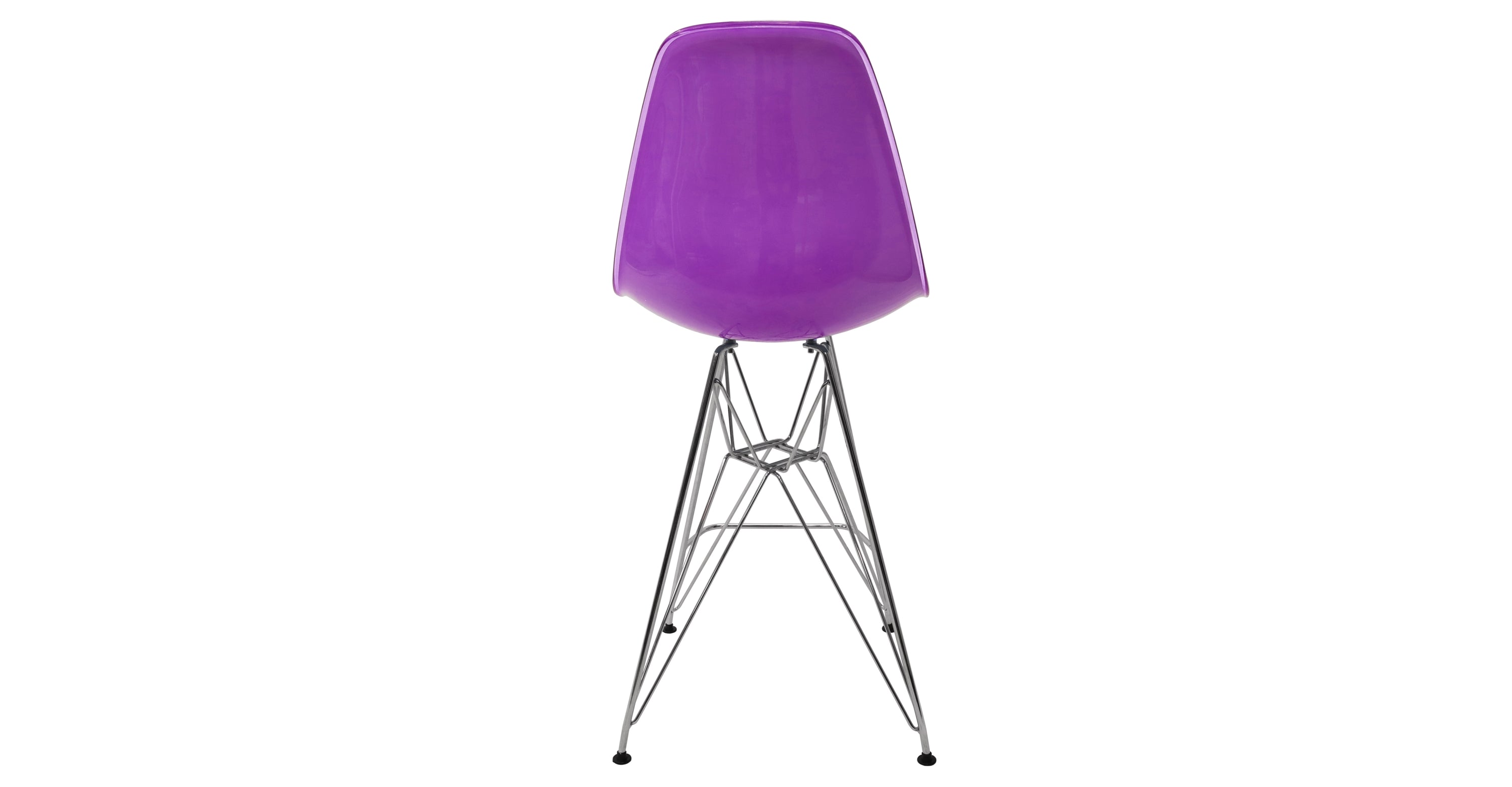 Cresco Modern Acrylic Barstool in Chrome Base for Kitchen and Dining Room White Purple / Chrome