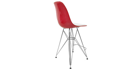 Cresco Modern Acrylic Barstool in Chrome Base for Kitchen and Dining Room White Red / Chrome