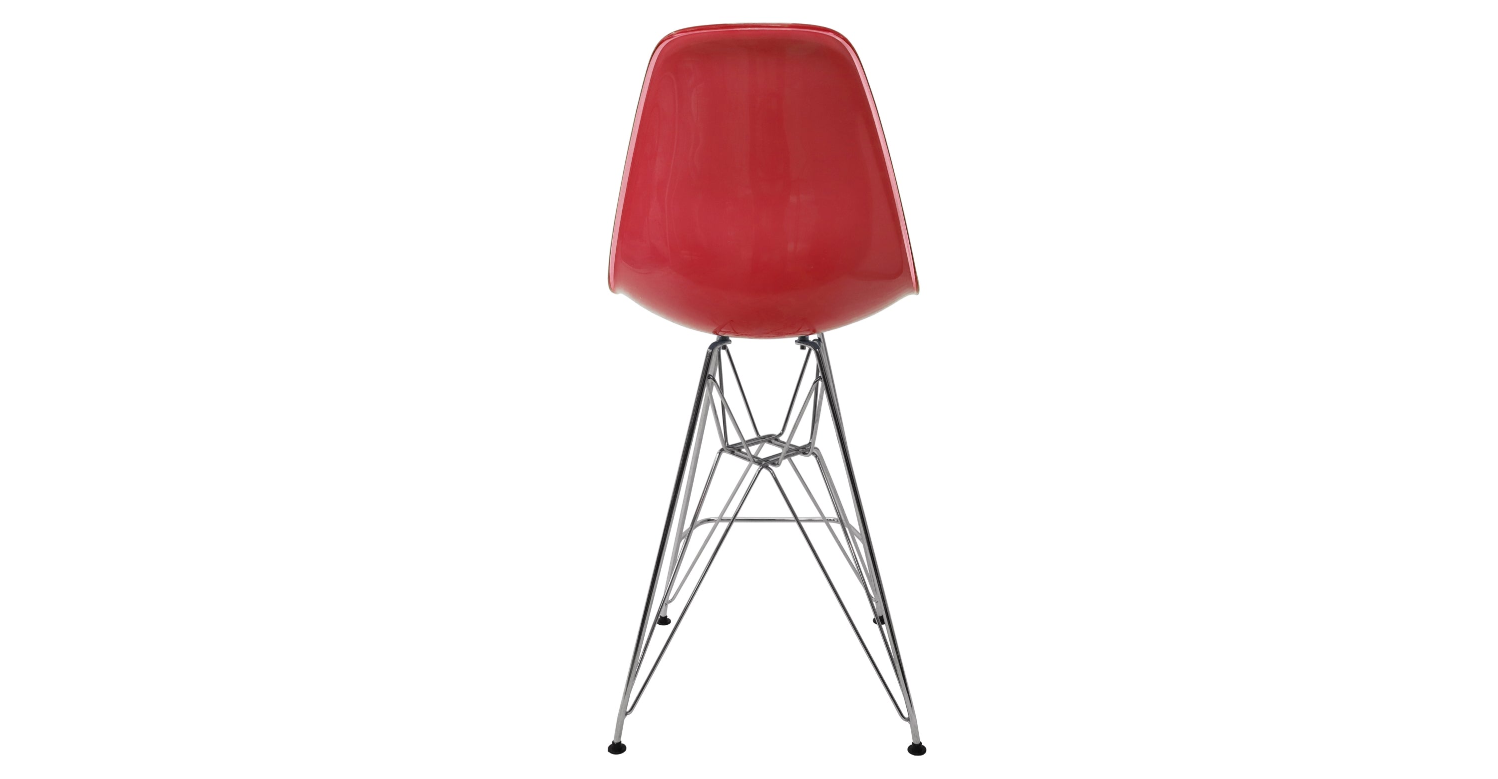 Cresco Modern Acrylic Barstool in Chrome Base for Kitchen and Dining Room White Red / Chrome